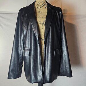 SKIES ARE BLUE Faux Leather Boyfriend Black Blazer size XL
